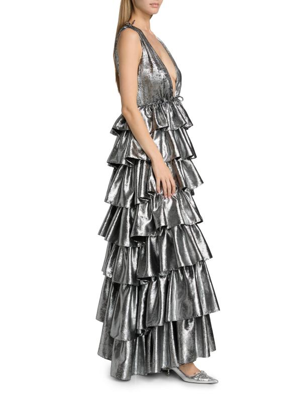 #3: فستان هنرييت ميتاليك مكشكش بدون أكمام - غونميتال