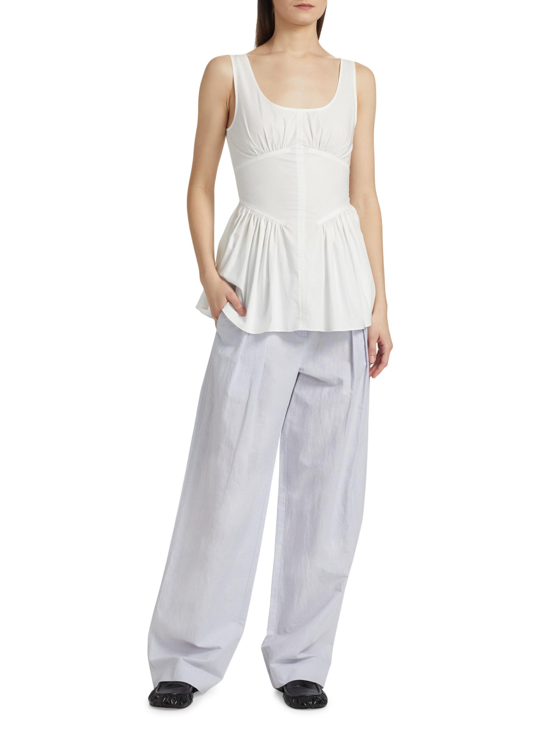 【Proenza Schouler】リネンブレンドワイドレッグパンツ PROENZA SCHOULER WHITE LABEL リネン混 ワイドパンツ ベルト