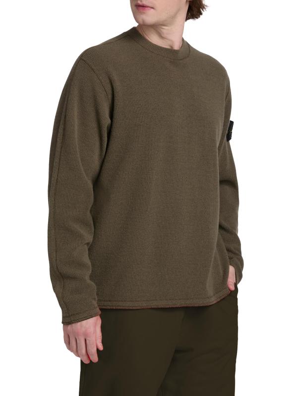 #3: سويت شيرت برقبة مستديرة من الصوف والنايلون - أخضر عسكري