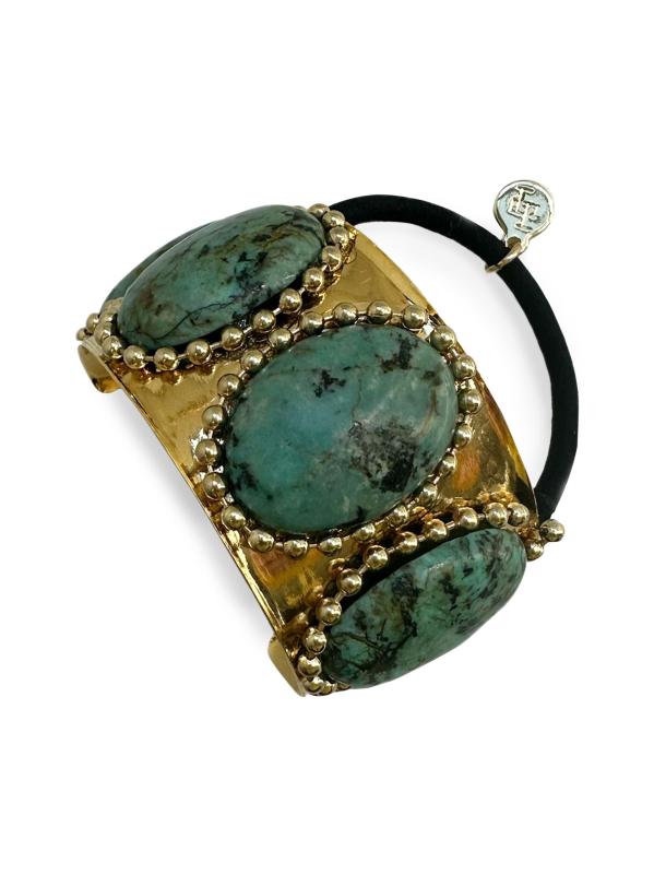 Tera 14K Goldplated 
Turquoise Wide Pony Cuff