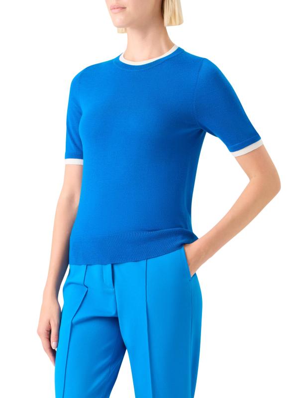 #3: سترة Trompe l
Oeil من الصوف ذات الطبقات - كريم كوبالت بلو