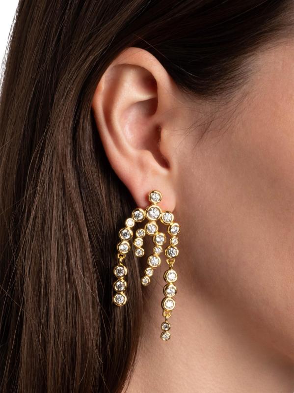 #2: أقراط ثريا من الزركونيا المكعبة والمطلية بالذهب عيار 14 قيراطًا من Asterales - الذهب