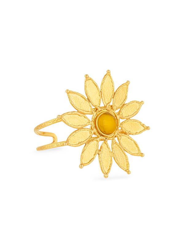 Sunflower 22K-Gold-Plated 
Onyx Cuff