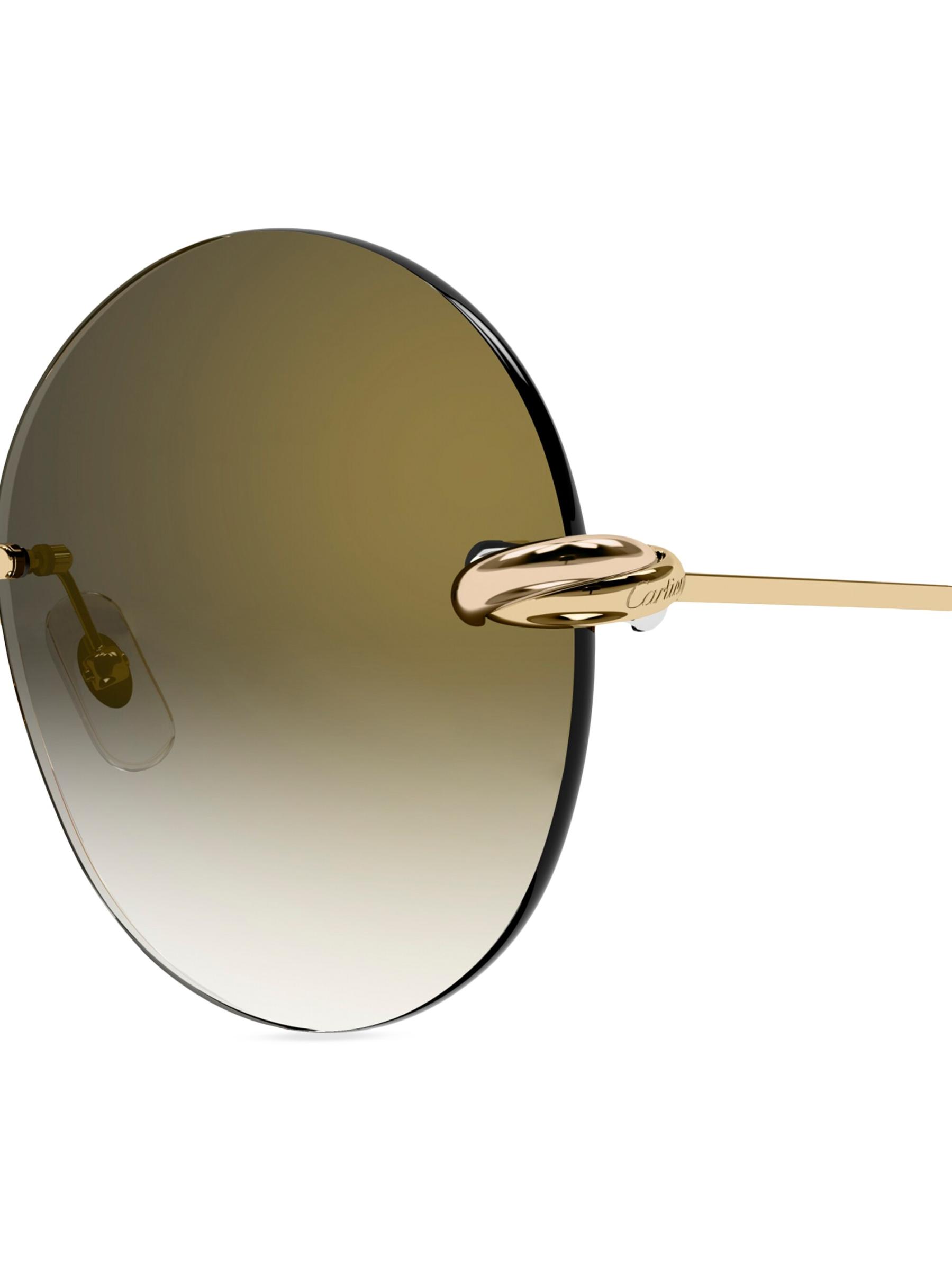 Cartier レスラウンドサングラス 24Kゴールド Cartier - トリニティ 60MM 24Kゴールド、ローズゴールド