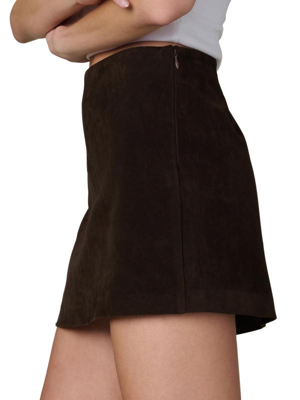 #3: تنورة قصيرة من الجلد المدبوغ النباتي - شوكولاتة داكنة