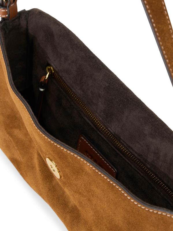 #3: حقيبة للكتف من الجلد السويدي Harlow - أسمر