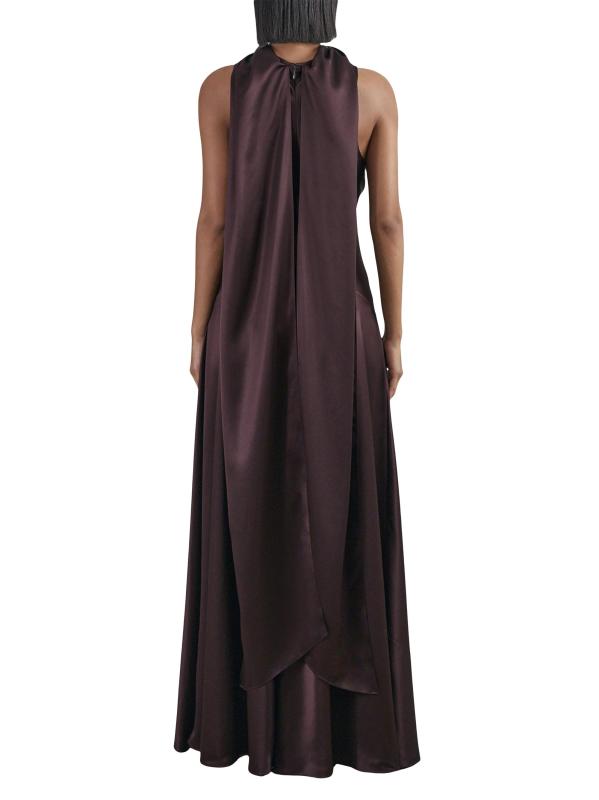 #3: فستان كابباك من الساتان المزيف - عنابي اللون