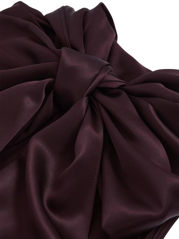 #5: فستان كابباك من الساتان المزيف - عنابي اللون