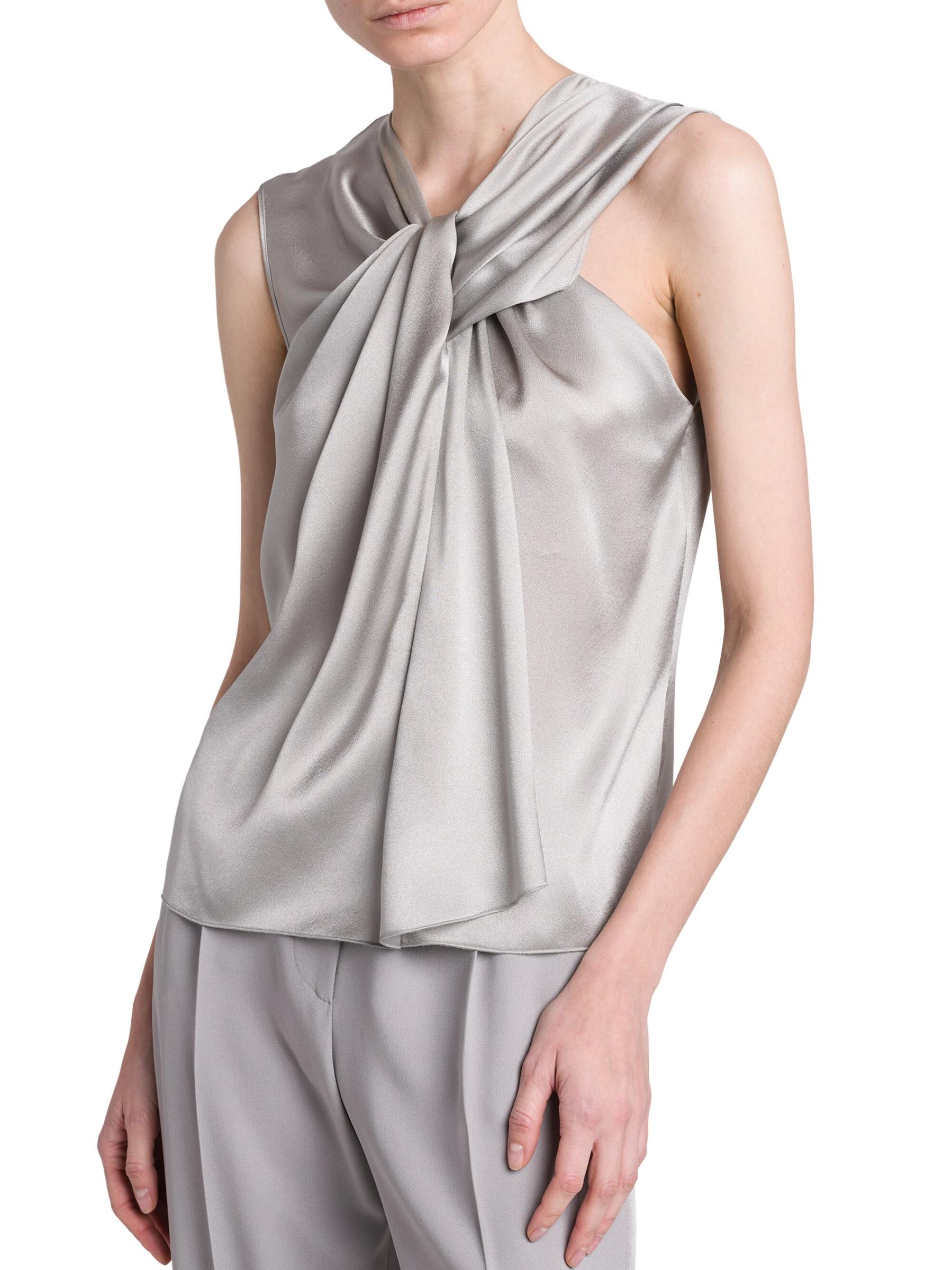 Alberta Ferretti - サテン・ドレープトップ をオンライン購入