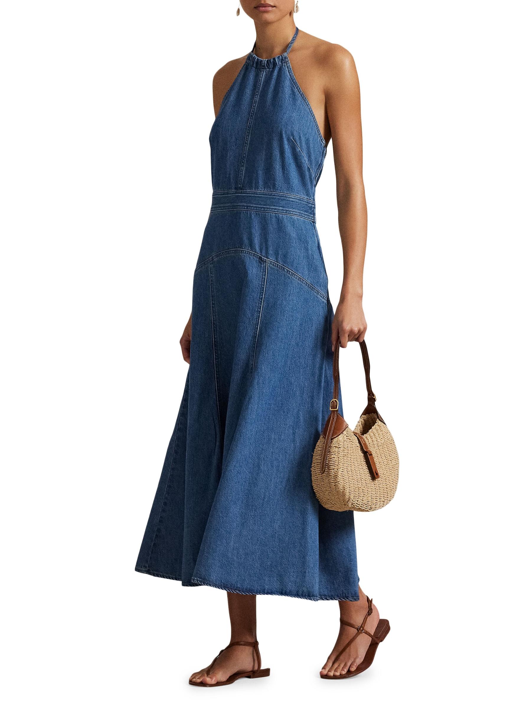 Shop Polo Ralph Lauren - Denim Halter Midi-Dress | Saks