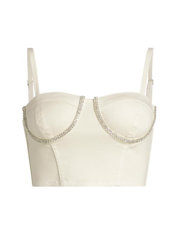 بلوزة قصيرة مزينة بأحجار الراين من كورسيت