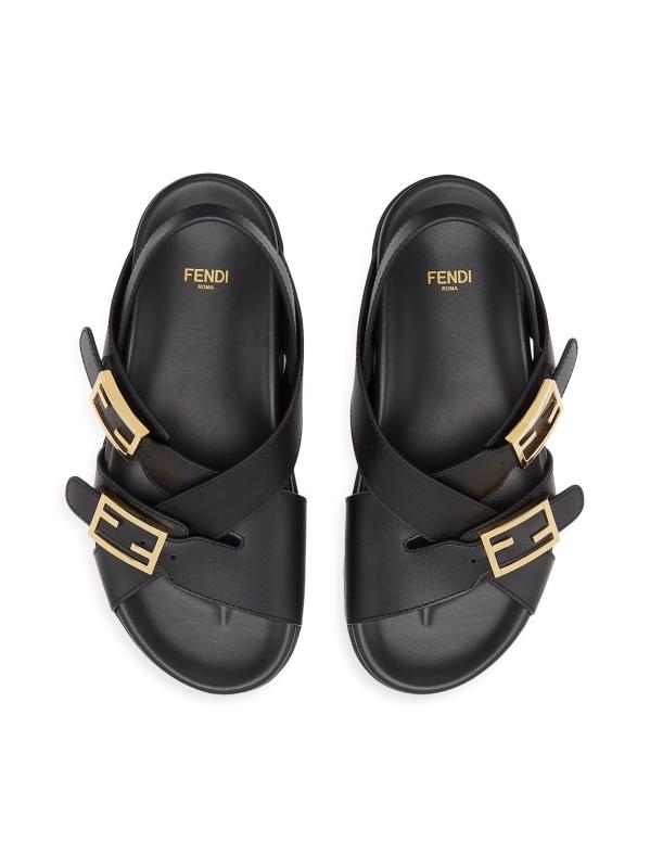 FENDI フェンディ FFモチーフ デルフィナ レザー サンダル ロゴ FENDI フェンディ FF Logo Cross Slider Slippers サンダル