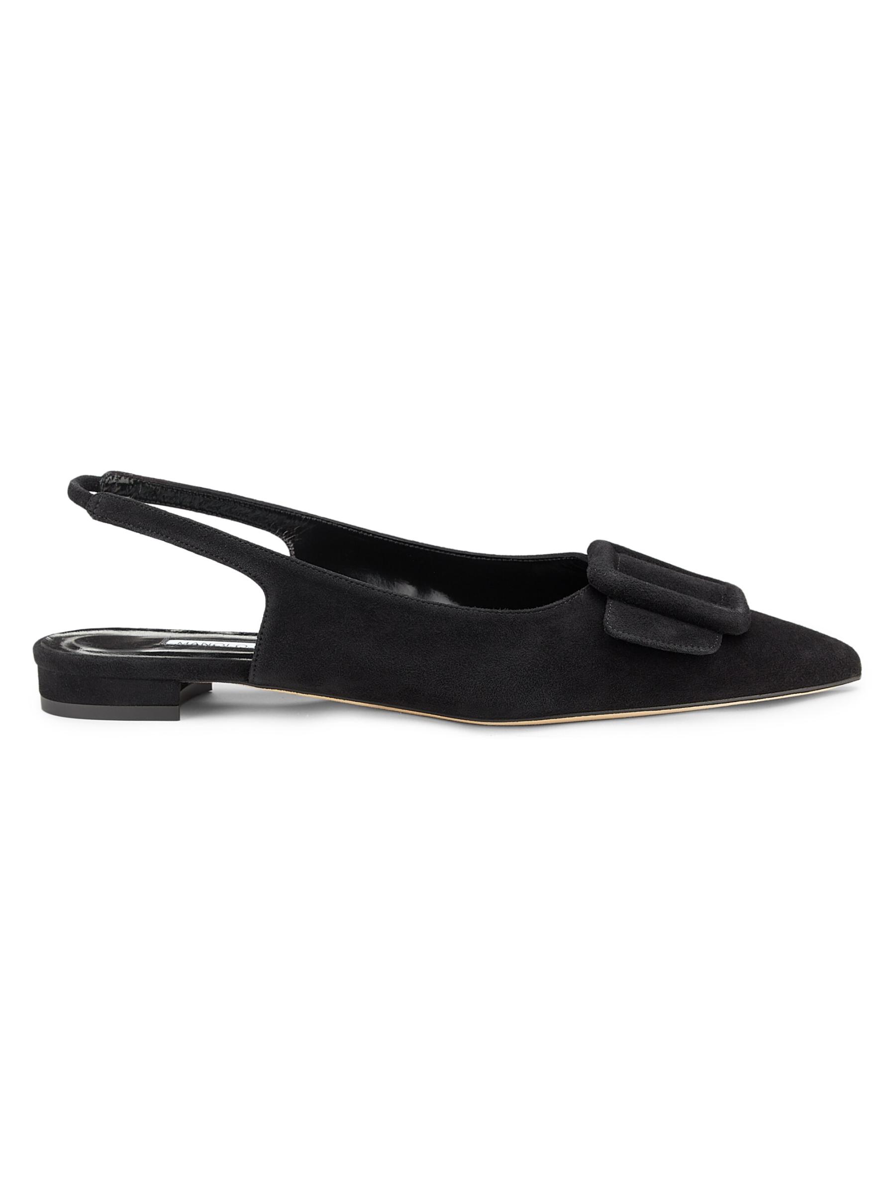ブラック【Manolo Blahnik】『Maylura』スエードスリングバック Manolo Blahnik - マイルーラ・スエード・スリングバック
