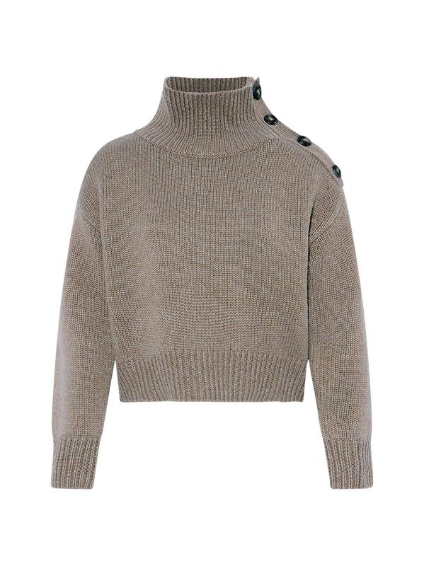 Wool-Cashmere Crop Turtleneck Sweater
