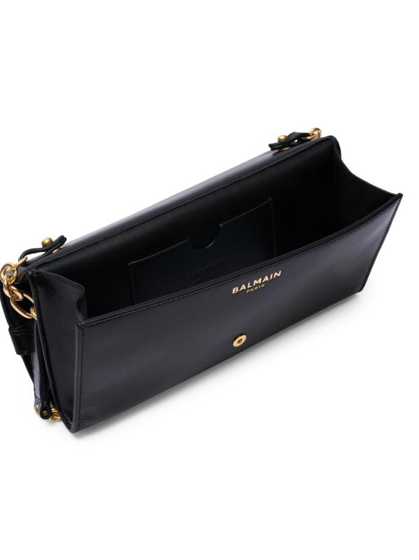 #3: محفظة Shuffle الجلدية على حقيبة السلسلة - أسود