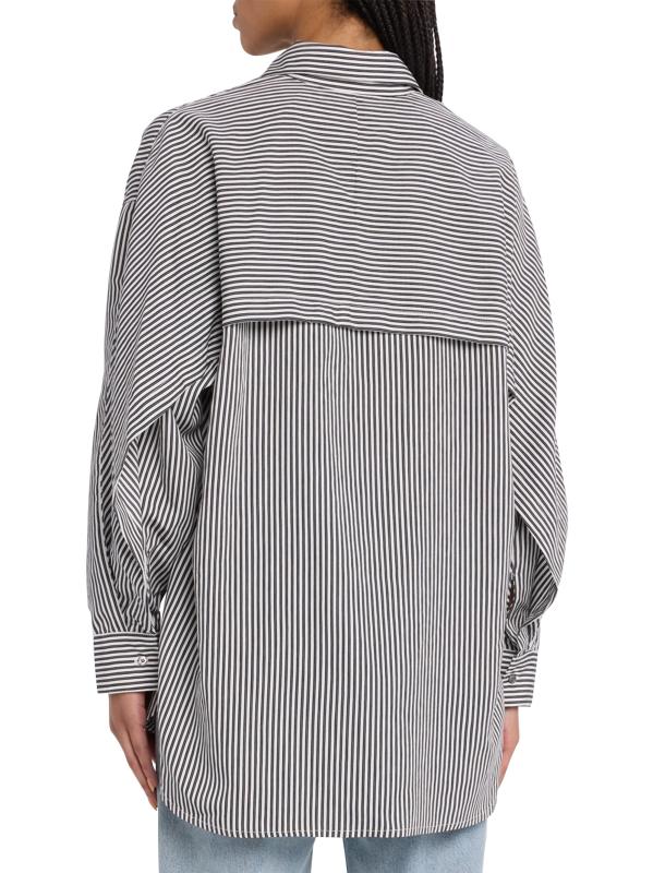 #3: قميص مخطط كبير الحجم من برونا - أزرق + أبيض