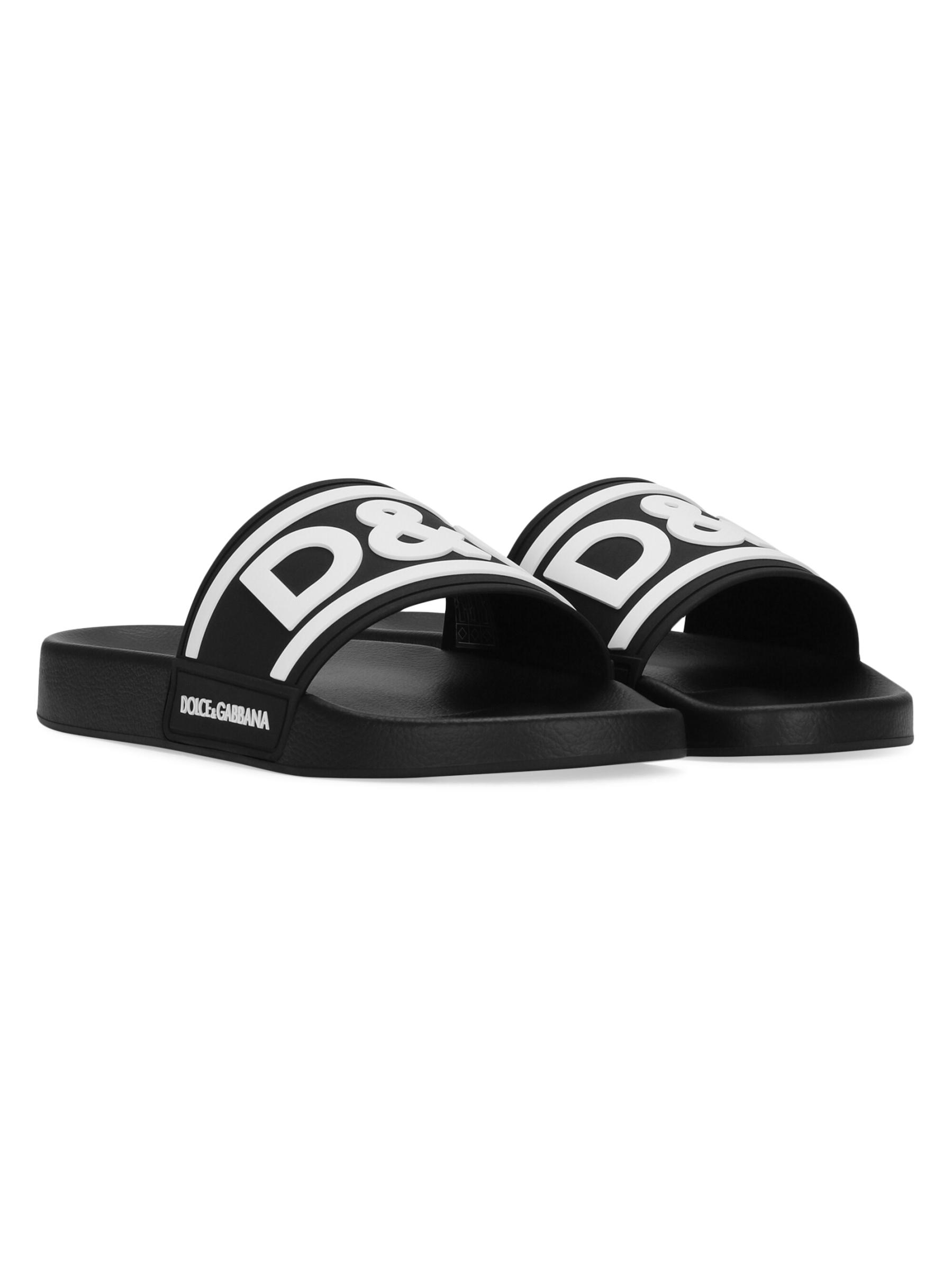 【関税送料込】DOLCE&GABBANA Logo Slide Sandal ロゴサンダル Calfskin sliders with DG logo in White for Women