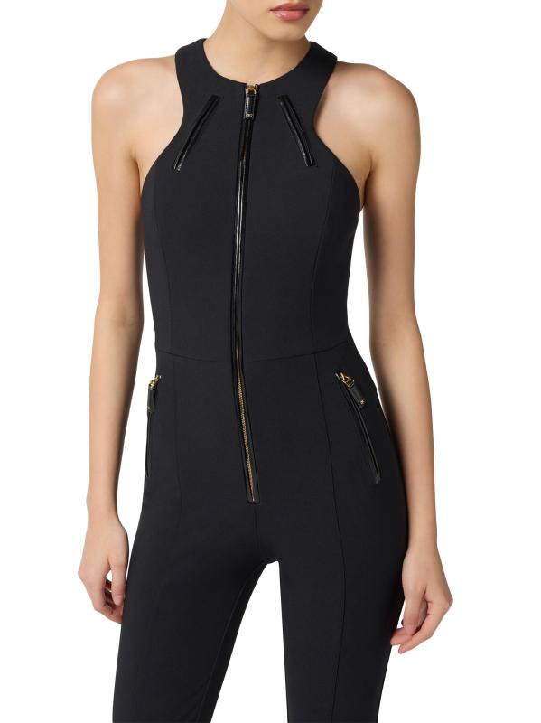 (送料・送料込)ELISABETTA FRANCHI クレープ ジャンプスーツ Elisabetta Franchi - クレープ・ジップ・ジャンプスーツ を