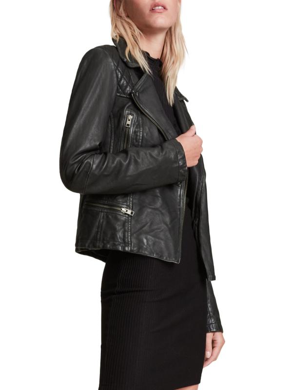 #7: جاكيت كارغو الجلدي لراكبي الدراجات - أسود + رمادي