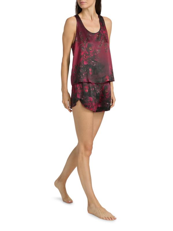 #7: بيجامة قصيرة من الحرير قابلة للغسل من Lunya x Putnam Designs - أحمر ريفيري