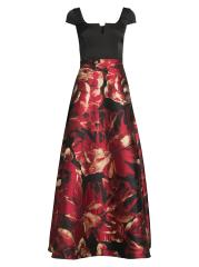 Aidan Mattox Jacquard Floral Print Square Neck Sleeveless