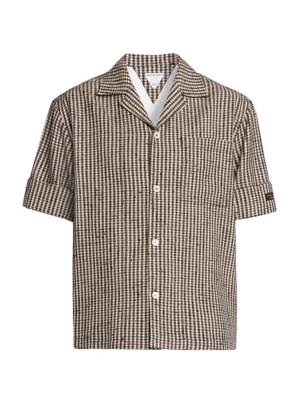 ■BOTTEGA VENETA■ Soft Cotton Jersey Gingham Short Sleeve T 33741329~
