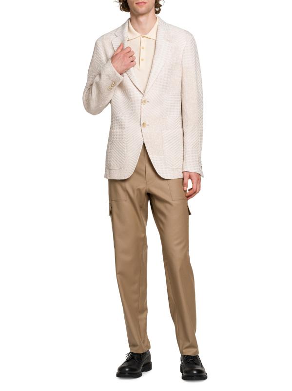 #6: سترة محبوكة من مزيج الصوف المرقع بنقش J-Cream - بيج