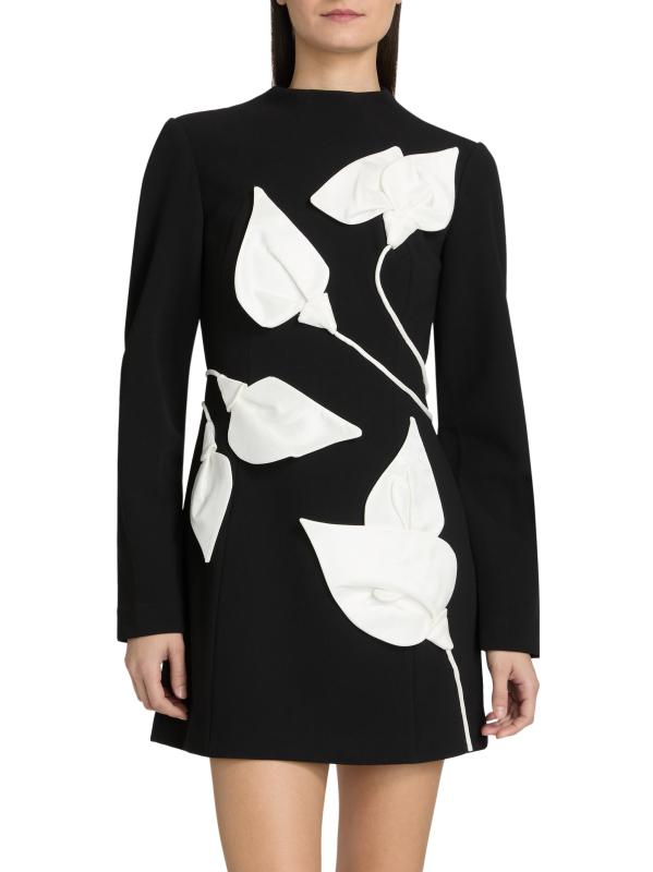 #2: فستان قصير بأكمام طويلة مزين بالزهور من Kadence - أسود وعاجيي