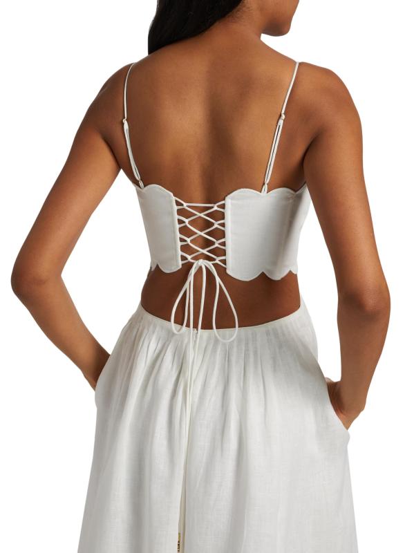 Zimmermann - リアノン・スカラップ・リネン・ボイル・ミディ