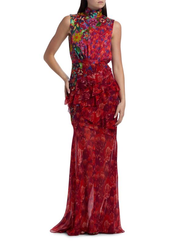 #7: فستان ماكسي من الحرير المكشكش بدون أكمام من فلور - حديقة أستيل