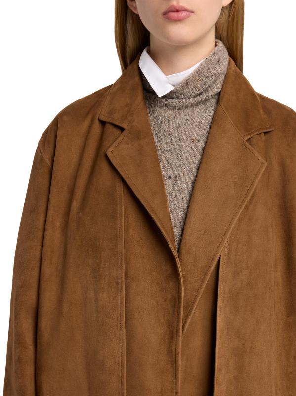 #5: معطف Serenis الثقيل من الجلد المدبوغ - اللون الخمري