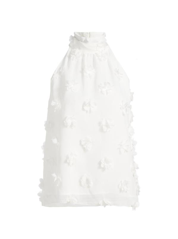 بلوزة إيرينا ثلاثية الأبعاد بتصميم فلورال هالتر