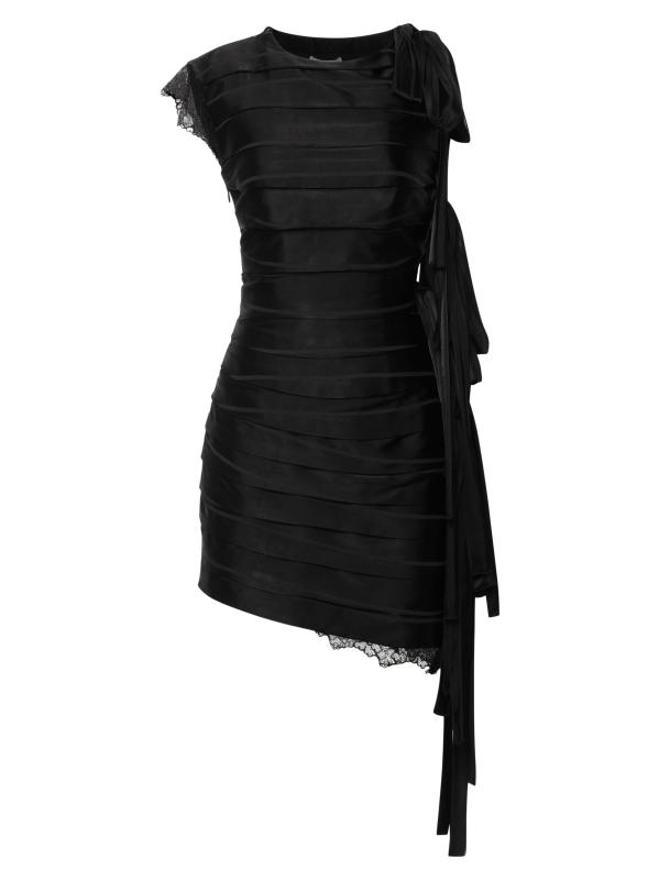 Karmen Burnout Satin Bow Minidress