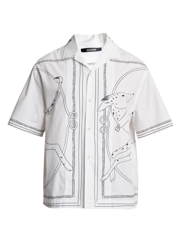 Jean Dog-Printed Cotton Camp Shirt