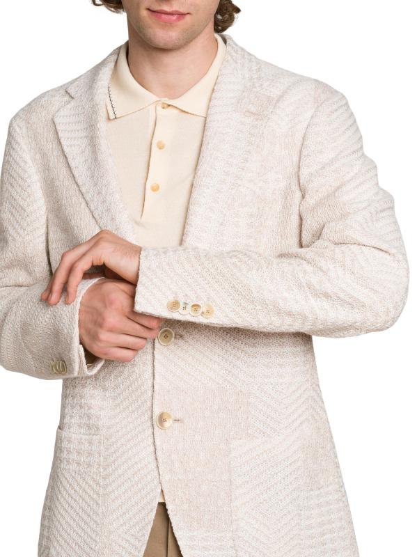 #5: سترة محبوكة من مزيج الصوف المرقع بنقش J-Cream - بيج