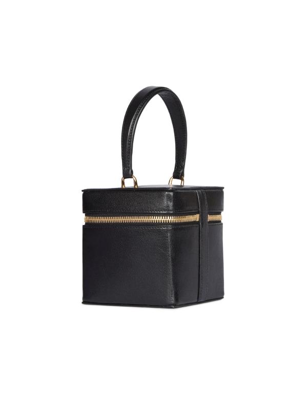 【パーティーの主役級】ALAIA CUBE Shiny Goatskin Vanity Case ALAÏA BLACK CUBE VANITY CASE IN SHINY GOATSKIN |ALAÏA US