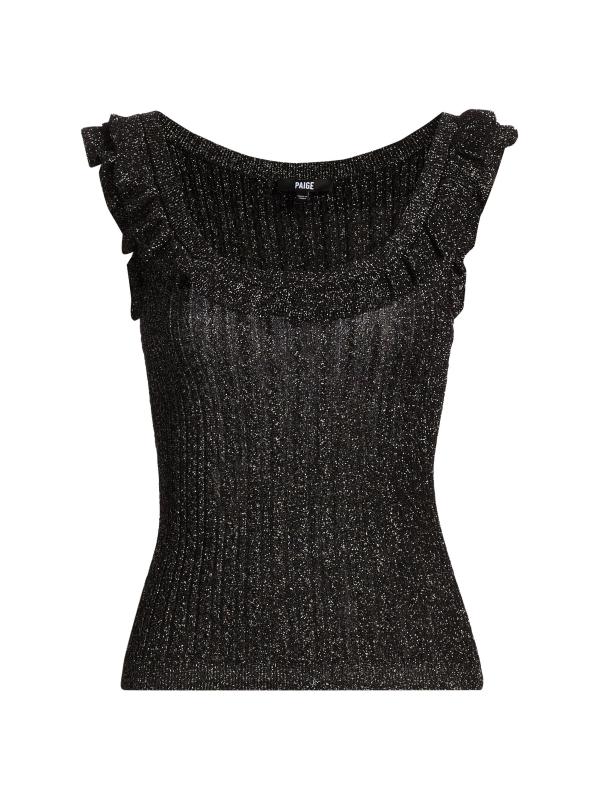 Clareen Metallic Rib-Knit Sweater Tank