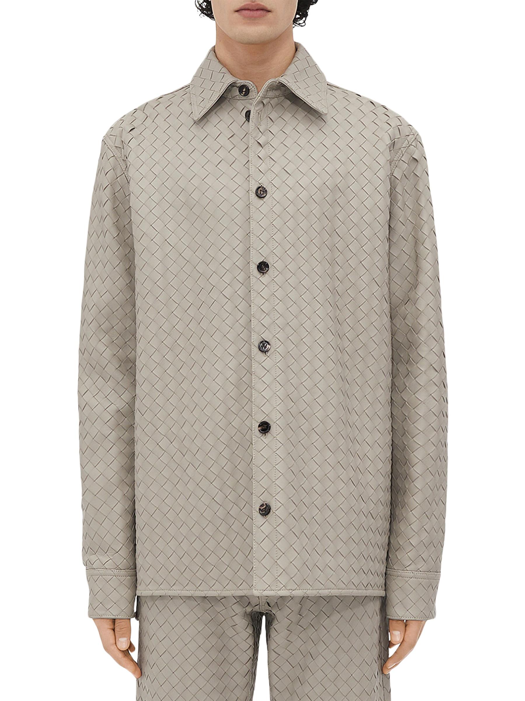 bottega venetaボッテガヴェネタ麻リネン白エポレットシャツ
