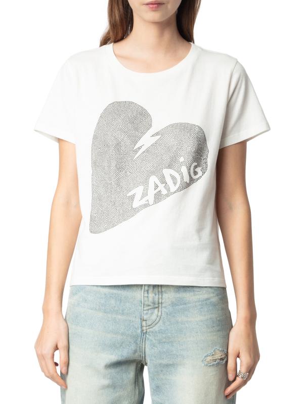 その他 Alys Hc Voltaire Paris T-Shirt - Zadig & Voltaire - Cotton - Shop Zadig & Voltaire - Alys Cotton Jersey Heart Strass T