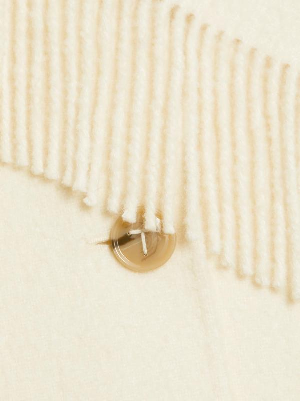 #6: جاكيت من الصوف المخلوط بوشاح مزين بأهداب - أبيض الشتاء