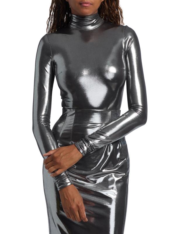 LaQuan Smith - メタリック・ロングスリーブ・タートルネック