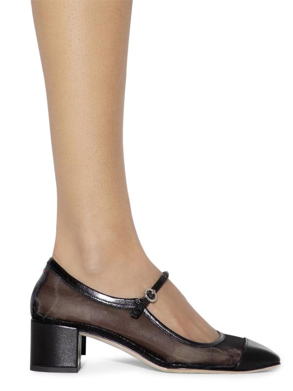 #2: حذاء ماري جين بمقدمة مربعة من ألين ميش - أسود