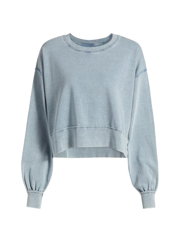 بلوزة بأكمام طويلة من مزيج القطن القابل للتمدد