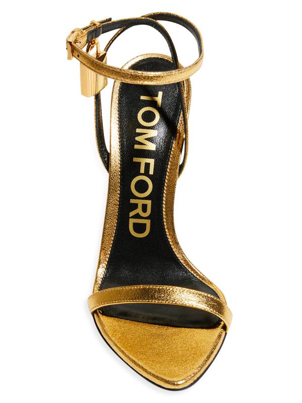 #6: صندل Padlock 105 مصنوع من الجلد المعدني ومزود بحزام للكاحل - الذهب