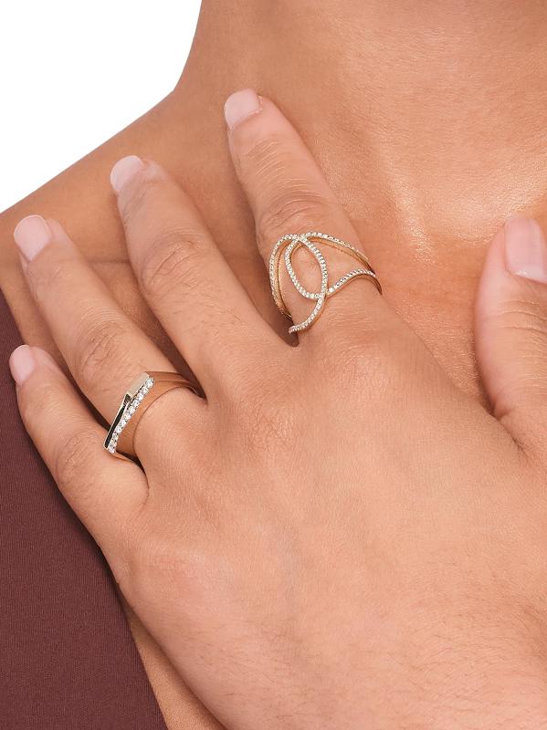 #2: خاتم نحيف مضيء من الذهب الأصفر عيار 14 قيراط والألماس عيار 0.49 TCW - أصفر + ذهبي