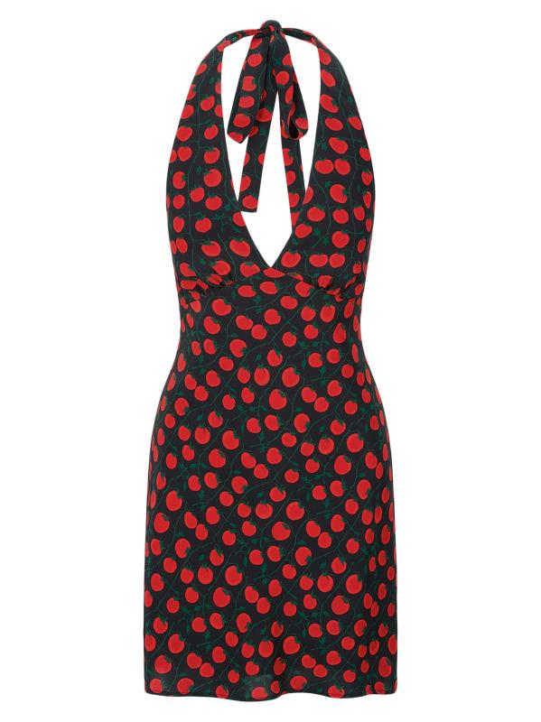Shop STAUD - Lucca Printed Crepe Halter Midi-Dress | Saks