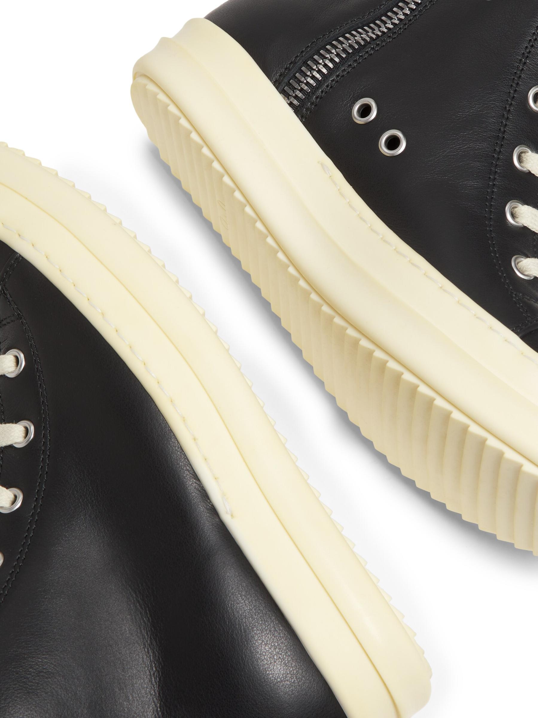 【関税込】Rick Owensハイトップスニーカー レザー ラバーソール Rick Owens - レザーハイトップスニーカー をオンライン購入