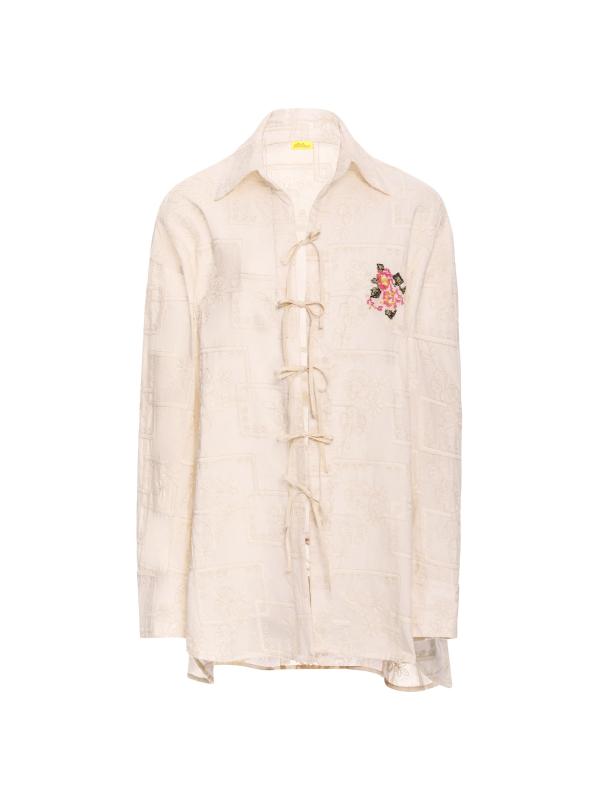 قميص سوان ميراكي مطرّز بربطة ذاتية