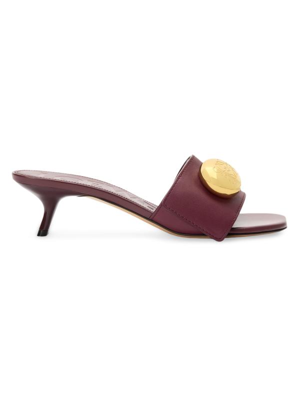 SAN⭐️⭐️【新品未使用】LOEWE ワインレッド レザー バングル スラップ ブレスレット スモール (カーフ) ブラウン - LOEWE