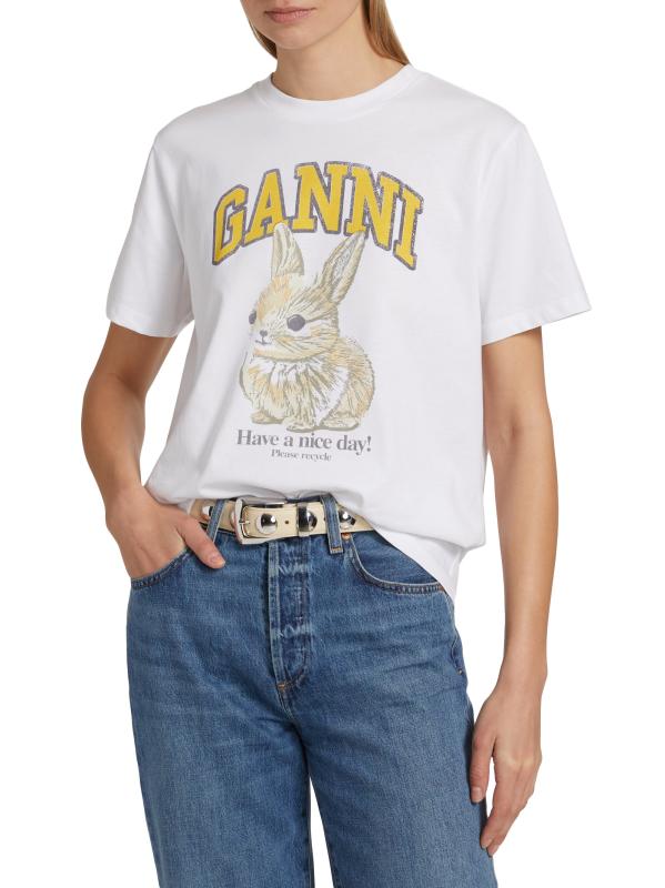 関税送料込♪GANNI/Baby Bun 半袖Tシャツ GANNI - ベビーバンリラックスTシャツ をオンライン購入 | Saks